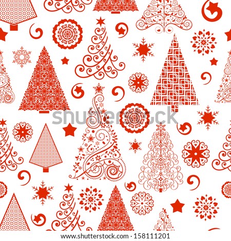 Pretty red tree Seamless Pattern - access swatch to fill in your designs 