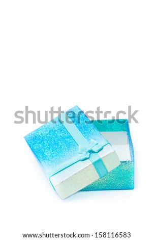 Blue gift box on white background
