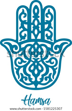 Hamsa, hand of Fatima, vector illustration Royalty-Free Stock Photo #1581225307