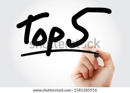 Top 5 text with marker, business concept background Royalty-Free Stock Photo #1581285916