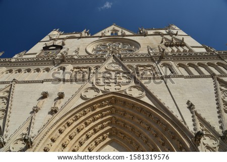 Saint Jean Cathedral (Cathédrale Saint-Jean-Baptiste) in Lyon, France, Europe Royalty-Free Stock Photo #1581319576