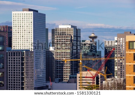 Downtown of Seattle with modern highrise buildings, WA