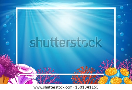 Border template with coral underwater illustration