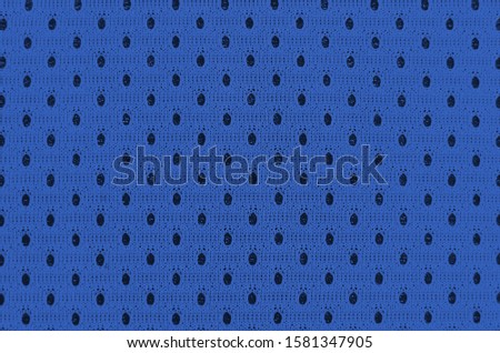 Sport Clothing Fabric Texture Background. Top View of Cloth Textile Surface. Colored Basketball Shirt with Text Space. phantom classic blue color