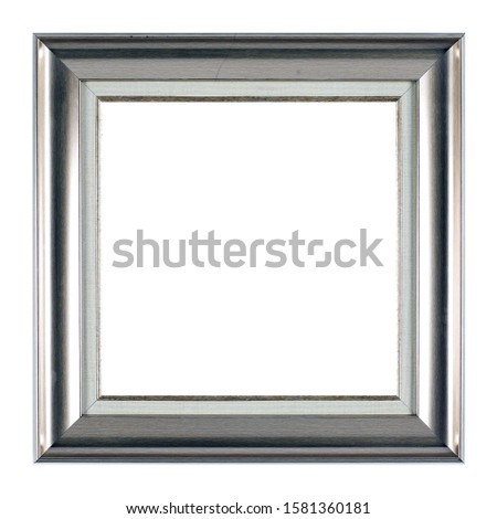 Isolated White Background Photo Frame, Silver or Chrome Looking Antique Frame, Used Vintage Photo Frame.