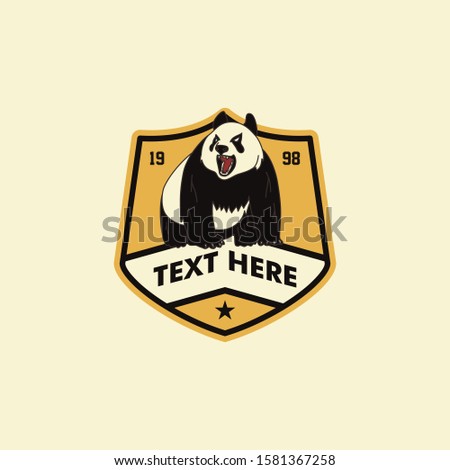 Retro roar panda bear emblem logo template