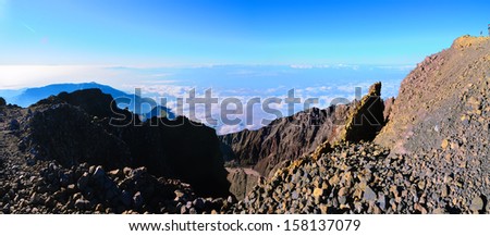View at the back of Summit Rinjani, Lombok, Indonesia