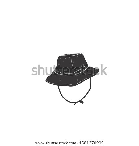 fishing hat doodle icon vector hand drawing 
