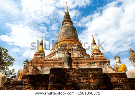 Old famous temple, Wat Yai Chaimongkol Ayutthaya, Thailand