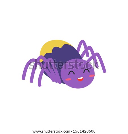 Cute cartoon Spider vector illustration, simple flat design template.