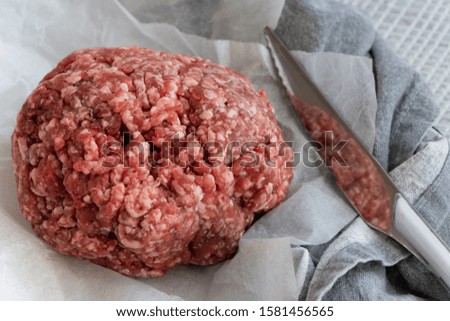 Uncooked ground meat, Homemade minced beef, protein ingredient