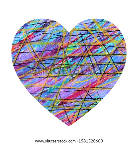 Abstract background with colorful stripes. Grunge striped background with scratches in the shape of a heart for wedding invitations and Valentine's Day.