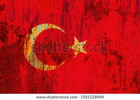 national flag of turkey with texture. template for design