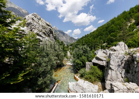Valbona river in the beautiful Valbona valley in the Dinaric Alps in Albania