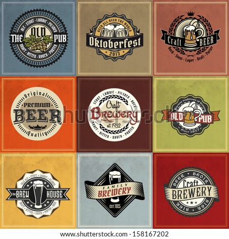 beer logo label vector vintage brewery seal german badge hops retro set styled label of beer good as a template of advertisement beer logo label vector vintage brewery seal german badge hops classic f