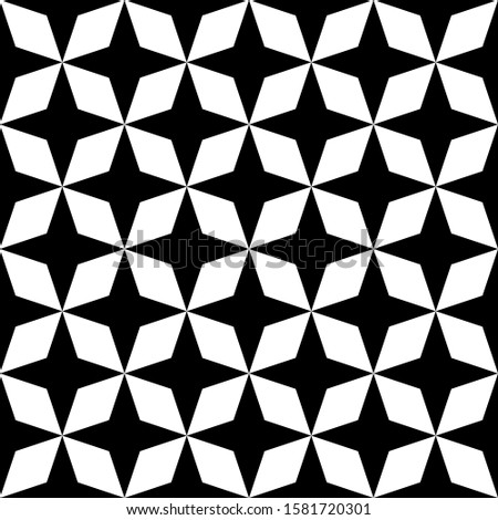 Seamless inverse black and white vintage octagons and diamonds op art geometric abstract pattern vector