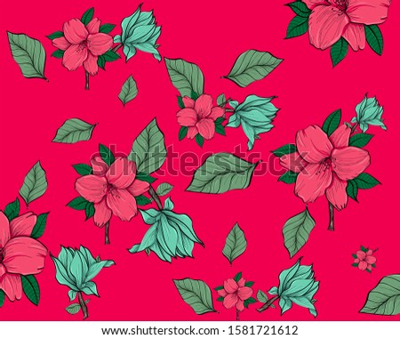 Abstract flower pattern. Decorative texture background. Floral design for embroidery, fabric or wallpaper. Fashion print and folk style