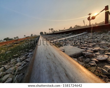 Railway Track View With Skyline 