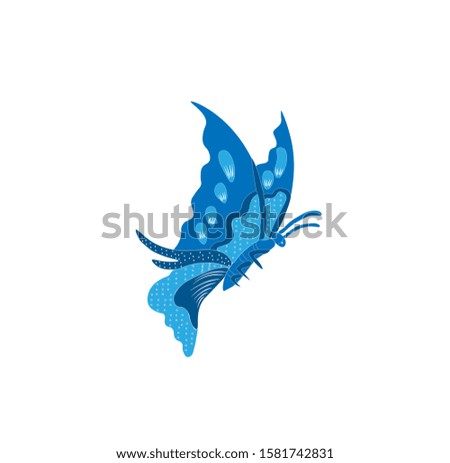 Beautiful butterfly vector, blue & white color combination