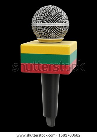 3d illustration. Microphone with Lithuanian flag. Image with clipping path
