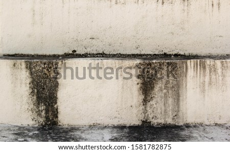 Rainwater stains, oil stains on the wall.