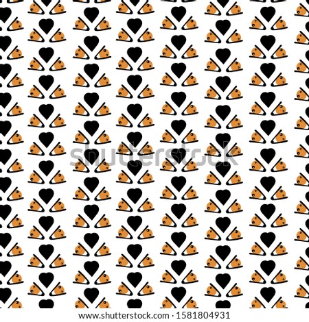 Seamless pattern with cute fox face. Vector hand drawn illustration.