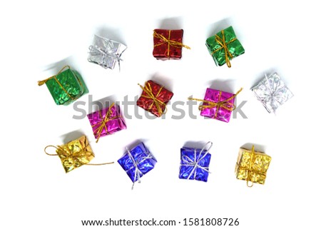 Many Presents Gift Box arrange   patterns - Xmas or Christmas  concept isolated white background 
