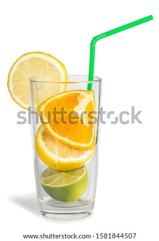 Glass of fresh with lemon, lime, orange