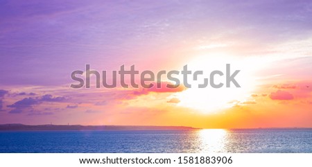 bright lilac sunset over the sea in the Kerch Strait