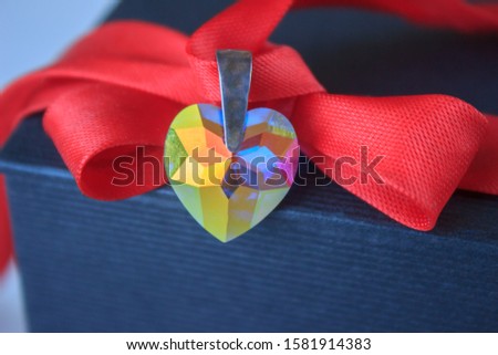 romantic concept, heart with red ribbon, wedding minimalism, Valentine's day