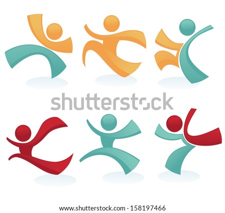 sportive people symbols look like ribbons, vector collection