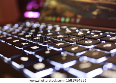 In focus laptop lit keys