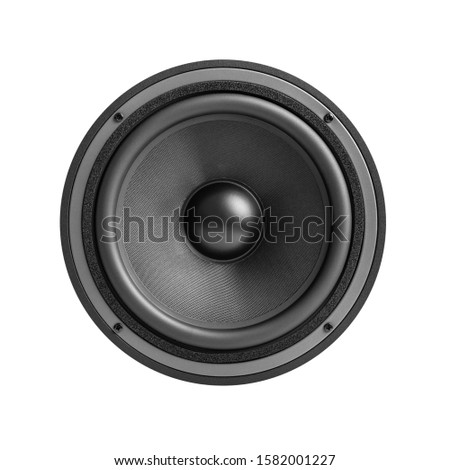 Black speaker isolated on a white background. Royalty-Free Stock Photo #1582001227
