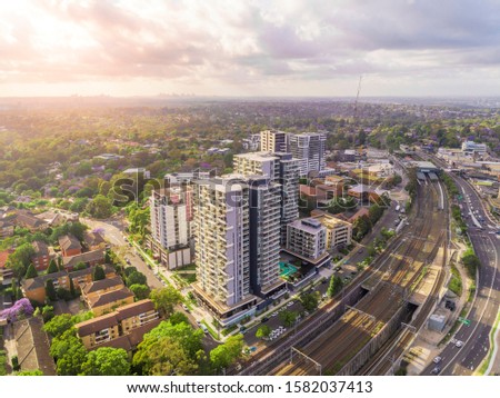 Residential Buildings and train station in Sydney Australia 