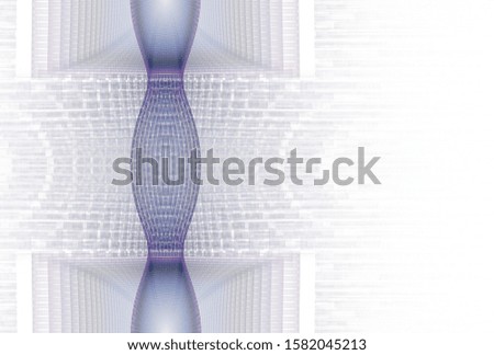 Intricate blue and pink abstract ripple design (3D illustration, white background)