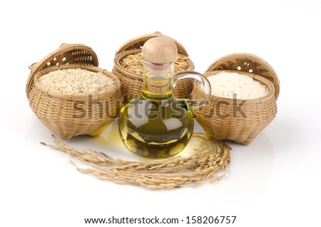 Rice bran oil is produced from rice bran oil. Which is extracted from rice bran. Royalty-Free Stock Photo #158206757