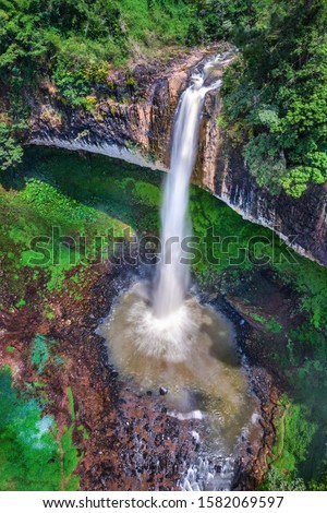 Royalty high quality free stock image aerial view of Lieng Nung or Dieu Thanh waterfall, Dak Nong, Vietnam, is top waterfalls in Vietnam. Aerial view