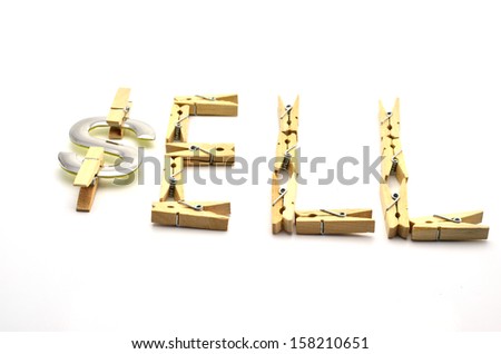 Peg word that sell on white background