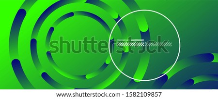 Abstract background. Geometric circles and fluid gradient. Line design, technology hi-tech digital illustration. Vector Illustration For Wallpaper, Banner, Background, Card, Book Illustration, landing
