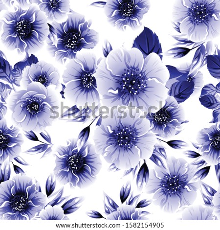 Abstract seamless pattern with plants, herbs and flowers