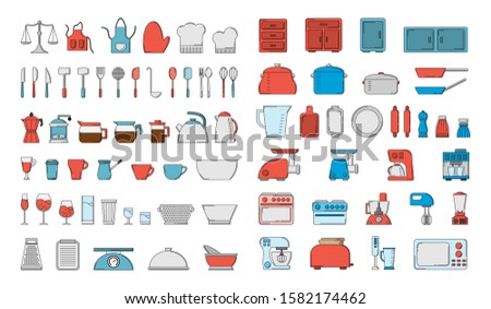 Set of culinary items in flat style. Vector clip art for design and web.