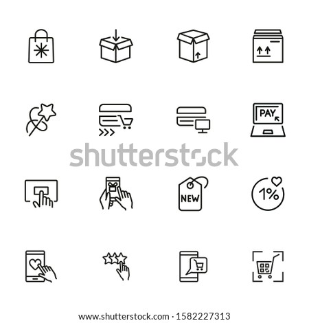 Online payment line icon set. Set of line icons on white background. Shopping, carton box, payment. Vector illustration can be used for topics like internet, shopping