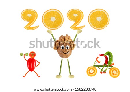 Group of funny vegetables.  Funny little  walnut raises 2020.