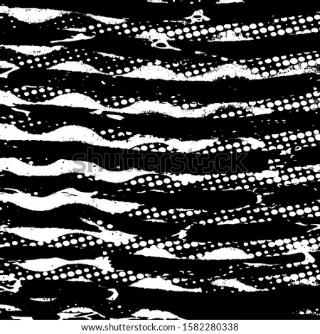 Grunge Wave Stripe overlay Background - simple texture for your design. Distress black and white cover artistic template. EPS10 vector.