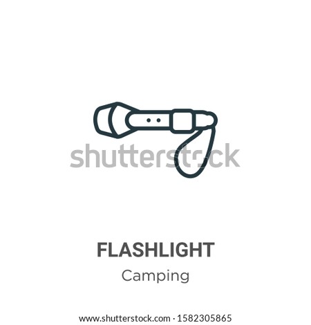 Flashlight outline vector icon. Thin line black flashlight icon, flat vector simple element illustration from editable camping concept isolated on white background