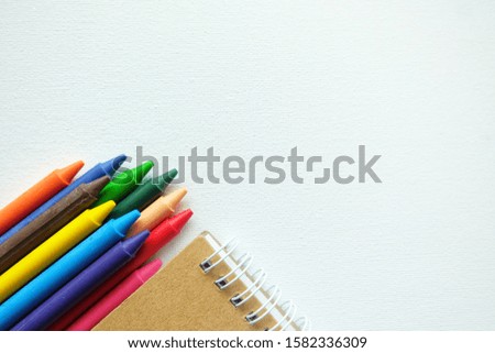 Colorful crayon on white background.