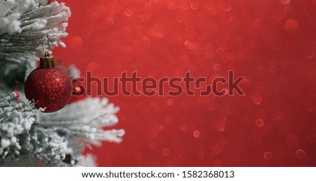 Christmas tree with baubles and blurred shiny lights.Christmas decoration.