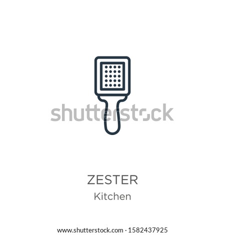 Zester icon. Thin linear zester outline icon isolated on white background from kitchen collection. Line vector sign, symbol for web and mobile