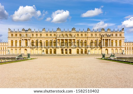 Versailles palace facade outside Paris, France Royalty-Free Stock Photo #1582510402