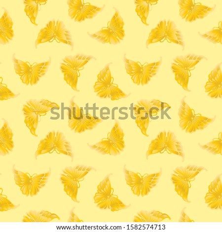 beautiful seamless butterfly pattern with yellow back ground. vector butterfly abstract design. 